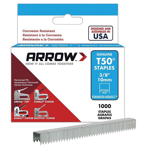 Arrow Fastener 506 Genuine T50 3/8-Inch Staples 1250-Pack 