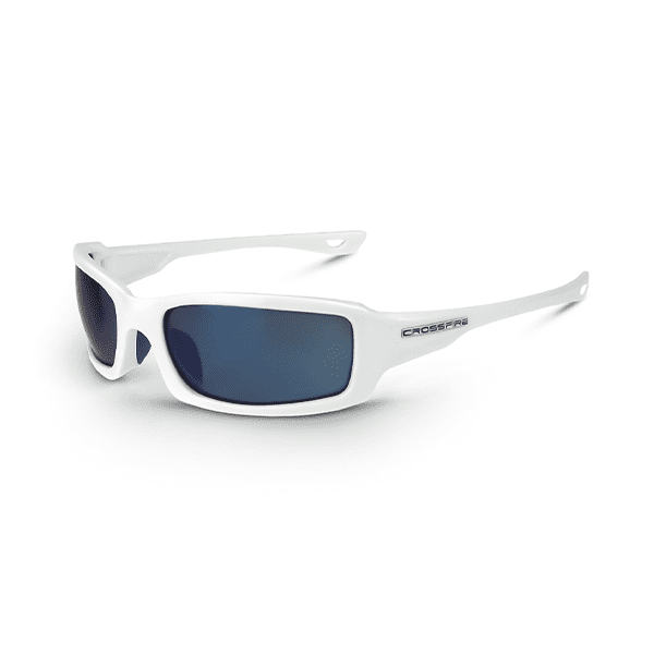 CROSSFIRE M6A Premium Safety Glasses White Frames Blue Mirror Lens 20278 